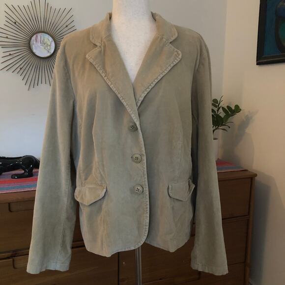 Vintage Y2K Tan Corduroy Blazer Jacket 98% Cotton Soft Tailored Fit 2000s - Picture 4 of 10